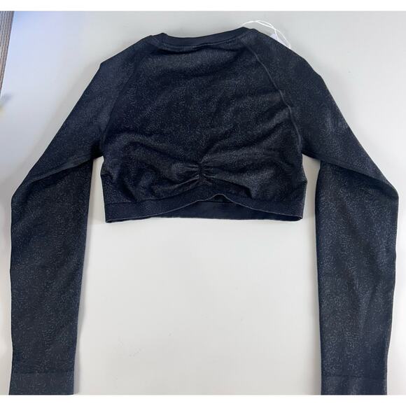 Gymshark Adapt Fleck Seamless Crop Top Long Sleeve Large Mineral/Black NWT - Picture 5 of 10